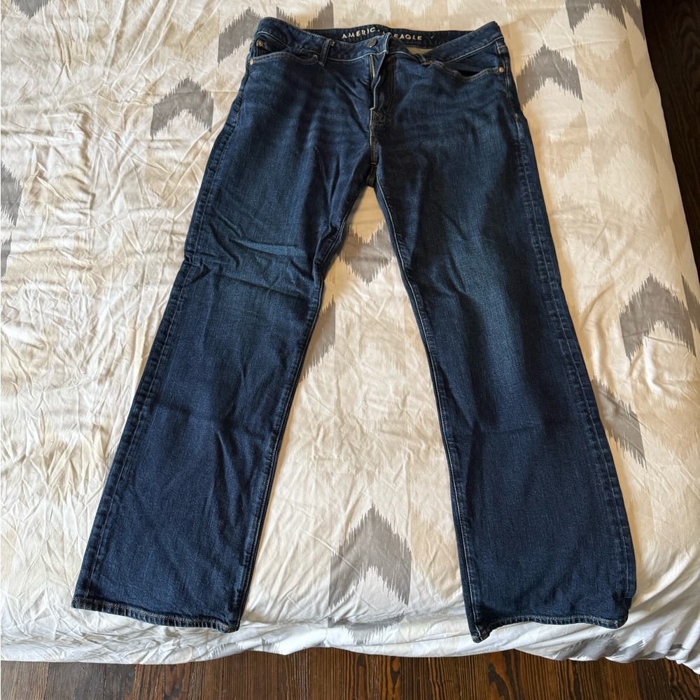 American Eagle Outfitters Men's Dark Blue Straight Jeans